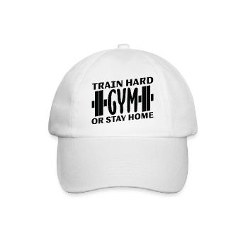 Trainieren Sie hart Fitnessstudio - Baseballkappe - Weiß/Weiß - Vorne