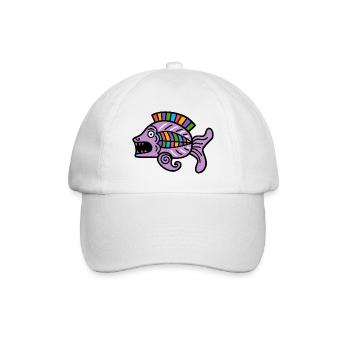Culture of the Incas, fish symbol - Baseball Cap - white/white - Front