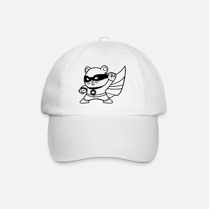 Hamster Superheld Geschenkidee - Baseballkappe - Weiß/Weiß