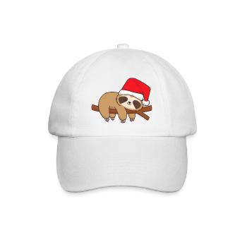 Sloth sleeping at the branch Xmas Christmas St. Nicholas - Baseball Cap - white/white - Front