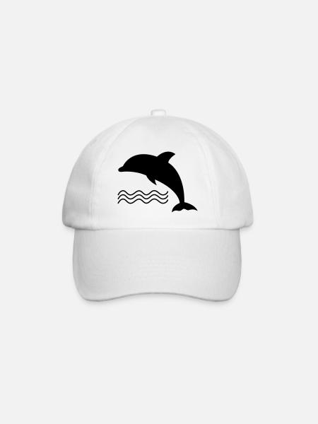 Delfin im Wasser als Vektor - Baseballkappe - Weiß/Weiß