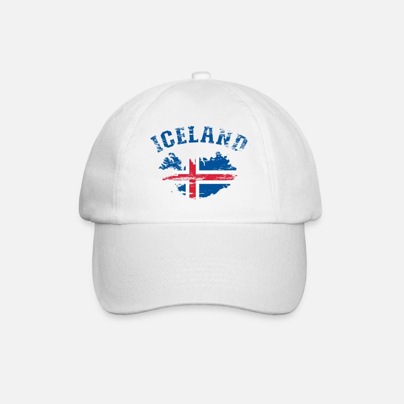 Carte murale de l’Islande Drapeau utilisé - Casquette classique - blanc/blanc