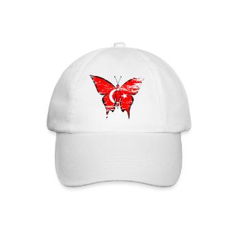 Drapeau de la Turquie papillon utilisé - Casquette classique - blanc/blanc - Devant