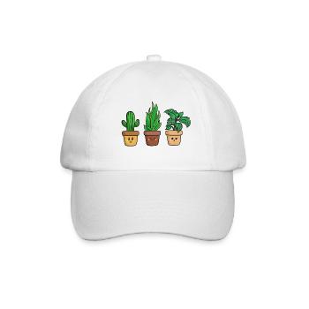 three cute plants - Baseball Cap - white/white - Front