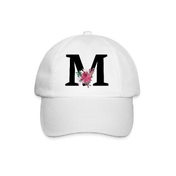 Buchstabe m blumig - Baseballkappe - Weiß/Weiß - Vorne