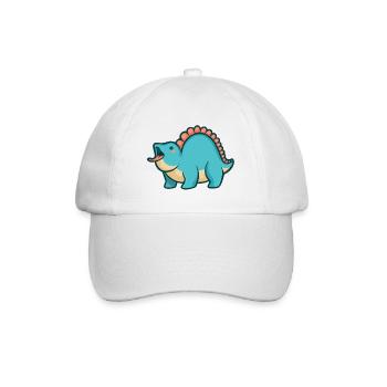 Süßer pummeliger Stegosaurus, Dino, Dinosaur - Baseballkappe - Weiß/Weiß - Vorne