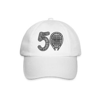 50s of a tennis player - Baseball Cap - white/white - Front