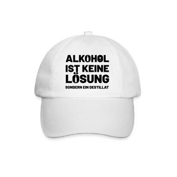 Alkohol ist keine Lösung sondern ein Destillat - Baseballkappe - Weiß/Weiß - Vorne