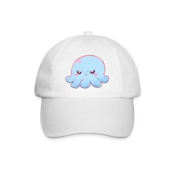 Blue grumpy octopus - Baseball Cap - white/white - Front