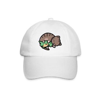 hugadino Katze mit Dino, süßer Dinosaurier, T-Rex - Baseballkappe - Weiß/Weiß - Vorne