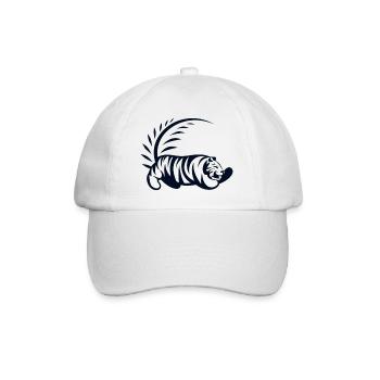Minimalistischer Tiger in geometrischer Form - Baseballkappe - Weiß/Weiß - Vorne