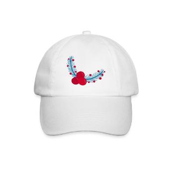 Blätter und Beeren der Weihnachtsstechpalme1 - Baseballkappe - Weiß/Weiß - Vorne