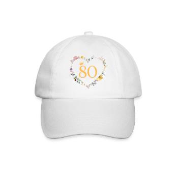 Numéro 80, fleurs coeur, personnalisable - Casquette classique - blanc/blanc - Devant