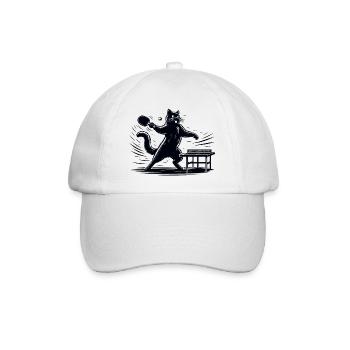 Table Tennis Katze Pingpong Black Cat Dad Outfit - Casquette classique - blanc/blanc - Devant