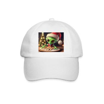 alien wearing a ugly Christmas sweater - Baseball Cap - white/white - Front