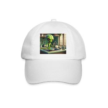 niedliche kleine grüne retro vintage alien jeden tag - Baseballkappe - Weiß/Weiß - Vorne