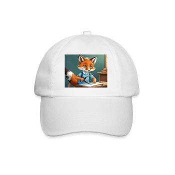 Niedlicher kleiner Unhold, Fuchs schneidet mit Schere - Baseballkappe - Weiß/Weiß - Vorne