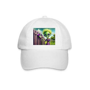 mignon petit vert rétro vintage alien peinture - Casquette classique - blanc/blanc - Devant