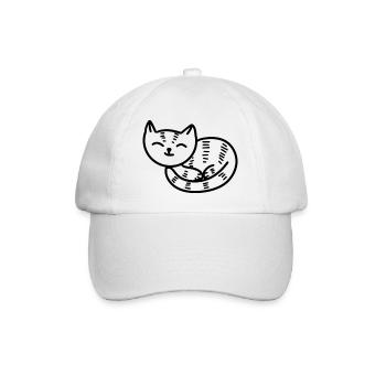 Snoozing Kitty (Tiger) - Baseball Cap - white/white - Front