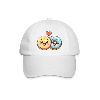 Donuts Paar Liebe Herz Valentinstag - Baseballkappe - Weiß/Weiß - Vorne