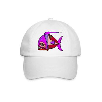 Bunter Surrealfisch Patchwork - Baseballkappe - Weiß/Weiß - Vorne
