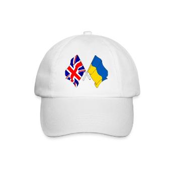Flag of England and flag Ukraine - Baseball Cap - white/white - Front