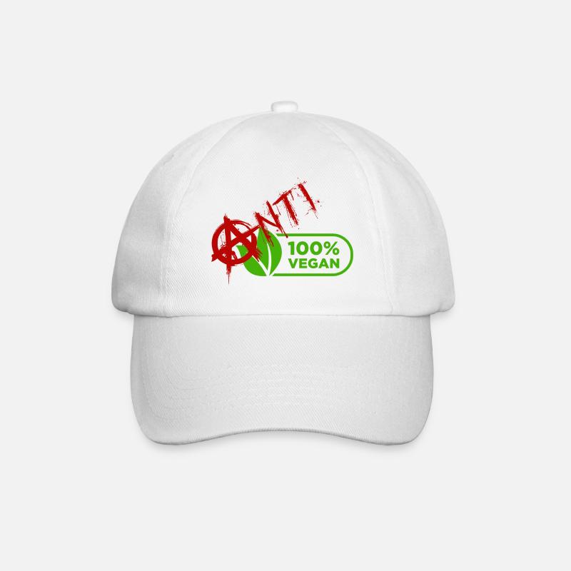 100% Anti Vegan - Baseballkappe - Weiß/Weiß