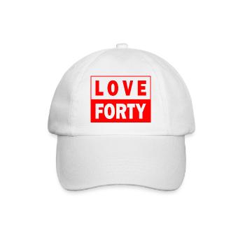 Love Forty Tennis Birthday Design 40 Shirt - Baseballkappe - Weiß/Weiß - Vorne