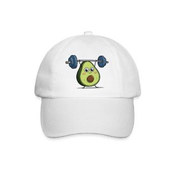 Cute Avocado Weightlifting - Lifting Bodybuilder - Baseball Cap - white/white - Front