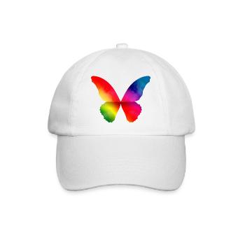 Schmetterling Form in kräftigen Regenbogen Farben - Baseballkappe - Weiß/Weiß - Vorne