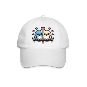 cute lovebirds perched on a branch - Baseball Cap - white/white - Front