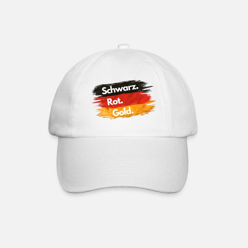 Schwarz - Rot - Gold - Deutschland EM 2024 - Baseballkappe - Weiß/Weiß