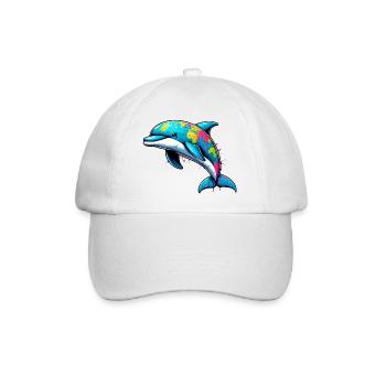 Delfin Globus Welt Planet Erde - Baseballkappe - Weiß/Weiß - Vorne