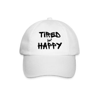 Tired but Happy black - Baseball Cap - white/white - Front