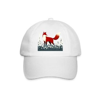 Fox in flower meadow - Baseball Cap - white/white - Front