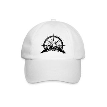 Compass With Mountain Silhouette - Baseball Cap - white/white - Front