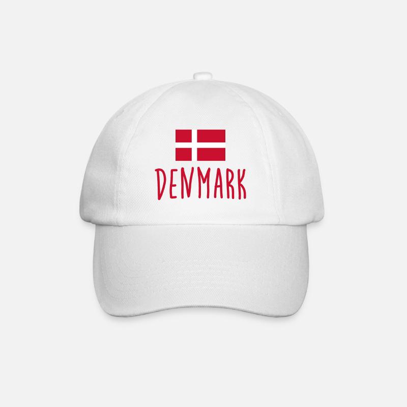 Denmark Flag - Dänemark Flagge - Kopenhagen - Baseballkappe - Weiß/Weiß