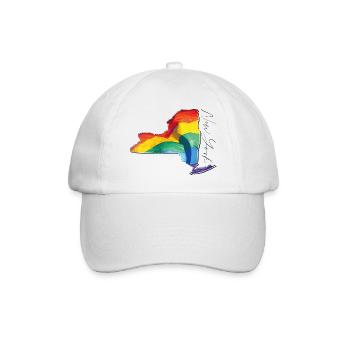 New York (États-Unis) | Drapeau réel | Texte LGBTQIA+ - Casquette classique - blanc/blanc - Devant