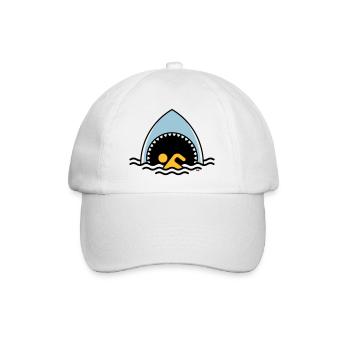 Hai Und Schwimmer (Haifisch / Schwimmen / 3C) - Baseballkappe - Weiß/Weiß - Vorne