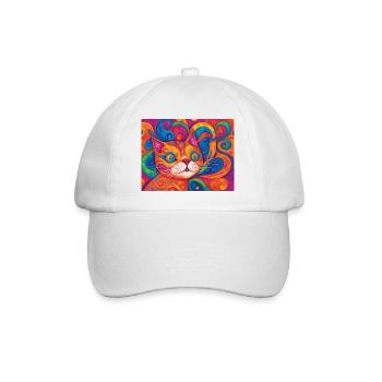 Kunst Katze - Baseballkappe - Weiß/Weiß - Vorne