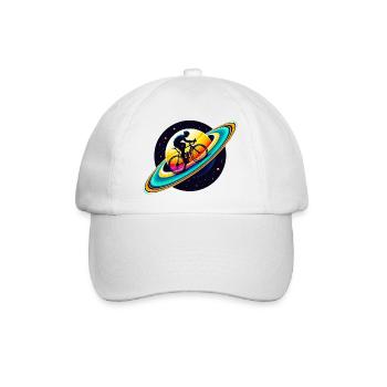 Cyclist on Saturn - Baseball Cap - white/white - Front