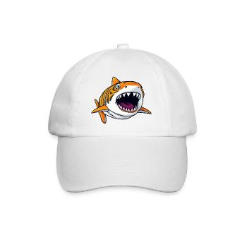 Playful Cartoon Shark - Baseball Cap - white/white - Front