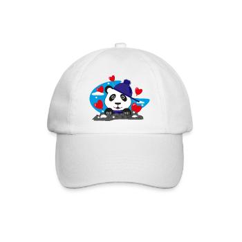 Panda im Winter mit sehr vielen Herzen. - Baseballkappe - Weiß/Weiß - Vorne
