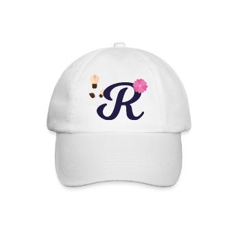 Eleganter Buchstabe 'R' mit Blumen - Baseballkappe - Weiß/Weiß - Vorne