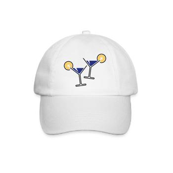 2 Cocktailgläser / Cocktail / Martini + (Blau) - Baseballkappe - Weiß/Weiß - Vorne