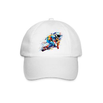 Snowboard Sport Game Champion Competition Abstract - Baseball Cap - white/white - Front