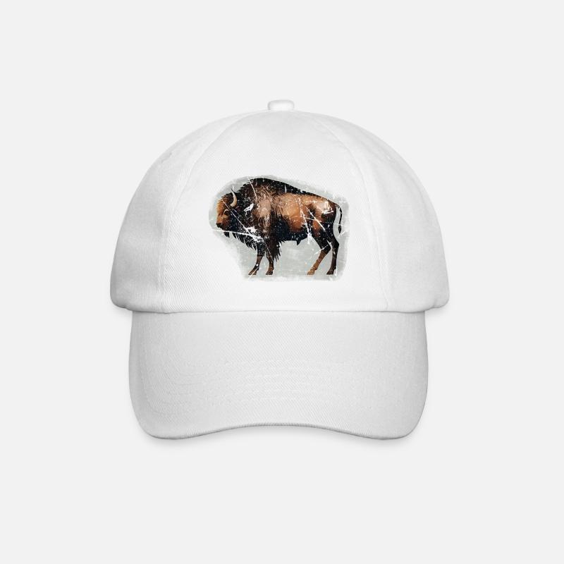 Bison Buffalo Bison Cave Painting - Baseball Cap - white/white