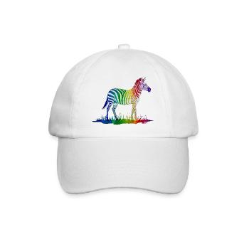Regenbogen Zebra - Baseballkappe - Weiß/Weiß - Vorne