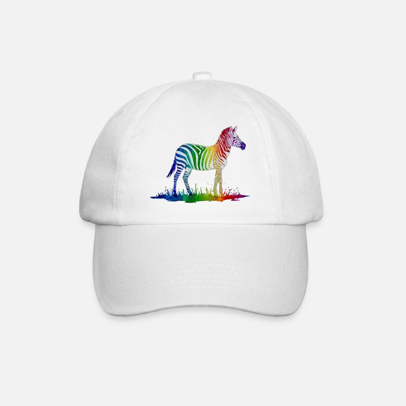 Regenbogen Zebra - Baseballkappe - Weiß/Weiß