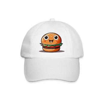 Cute cartoon hamburger with smiling face - Baseballkappe - Weiß/Weiß - Vorne
